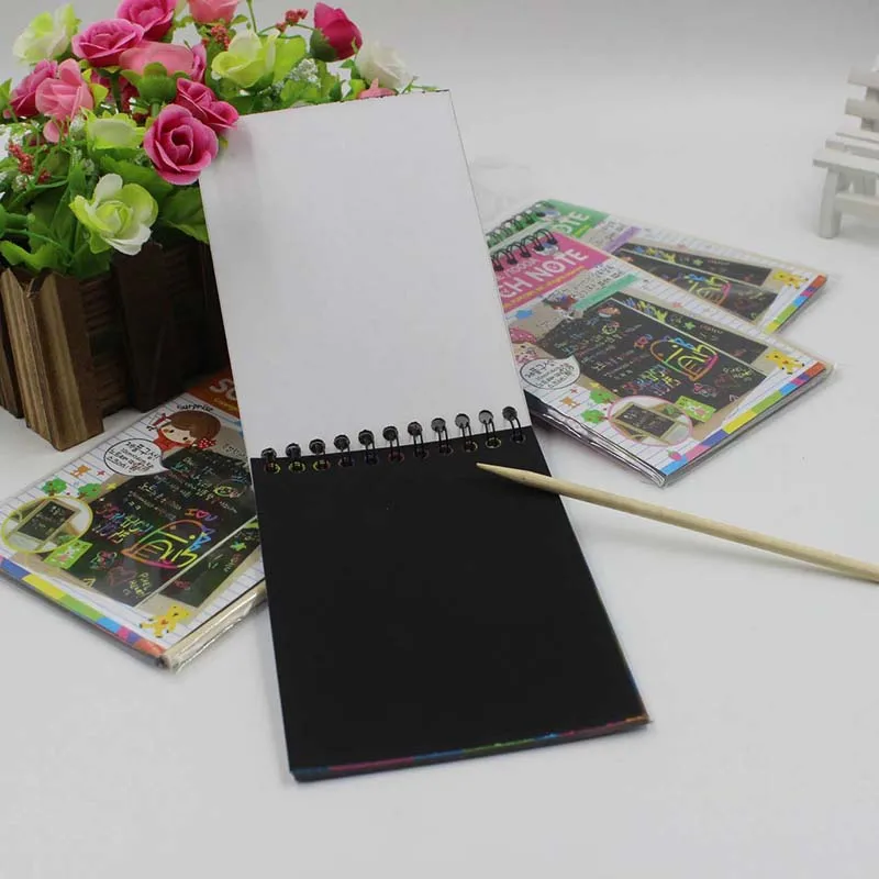 Новые красочные бумажные DIY детские развивающие игрушки забавные Рисованные царапины Детские граффити красочные черные деревянные палочки детские поделки-20