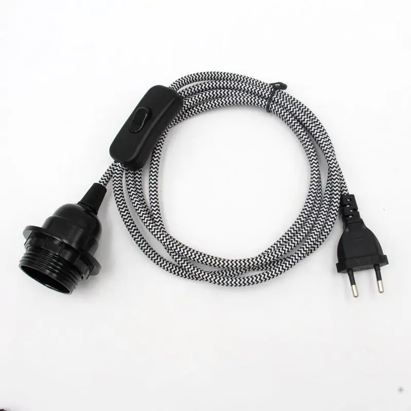 Zebra strip CE VDE 2 м/2,5 м евро вилка шнур питания с кнопочным переключателем E27 резьбовой светильник патрон лампы - Цвет корпуса: Zebra strip