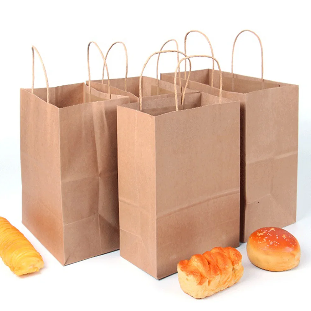10pcs Kraft Paper Bag with Handle Wedding Party Bag Fashionable Cloth Shoes Gift Paper Bags 3size Multifunction