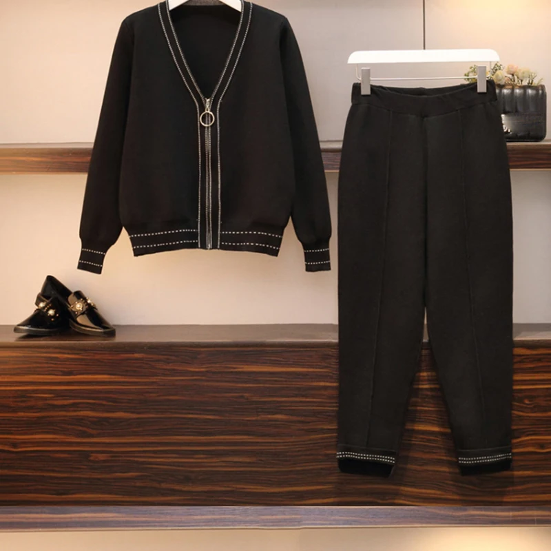 Женский трикотажный брючный костюм весенний комплект из 2 предметов свитер с