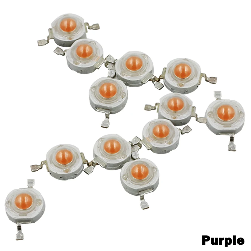 Purple 10 шт., 1 Вт, 3 Вт, высокомощный светодиодный светильник, светодиодный светильник, светодиоды SMD, Холодный/теплый белый, розовый, RGB, для лампы, Точечный светильник s - Испускаемый цвет: Purple