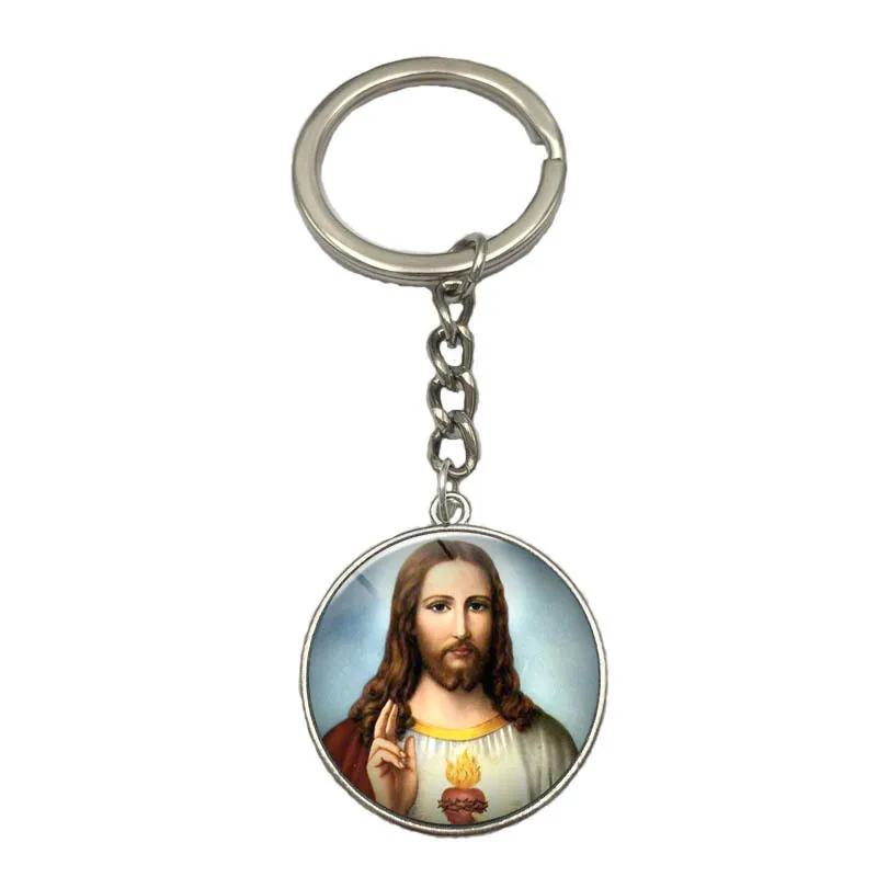 2019 популярное изображение Иисуса Брелок для ключей религиозный стеклянный купол