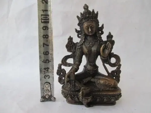 

Elaborate China Tibet hand-carved old copper guanyin bodhisattva