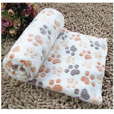 beige Новые милые коврики для кошек мягкие фланелевые флисовые лапки с принтом лапы теплое одеяло для домашних животных спальные кровати покрывало коврик для маленьких средних собак кошек - Цвет: beige