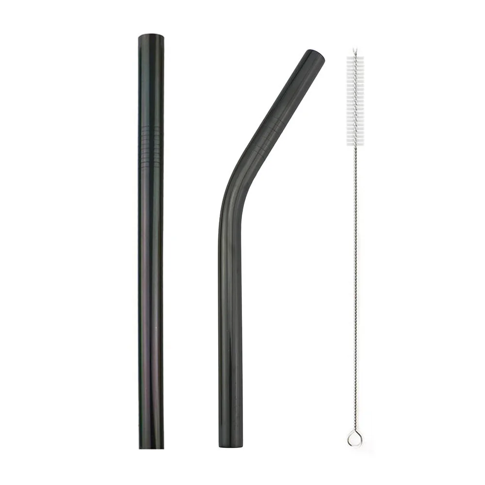 Black 215x12mm B 2 шт питьевой соломинки многократного использования из нержавеющей стали соломинки Экстра Широкий 12 мм металлическая соломинка с чистящей щеткой мешок пузыря чай Yerba mate - Цвет: Black 215x12mm B