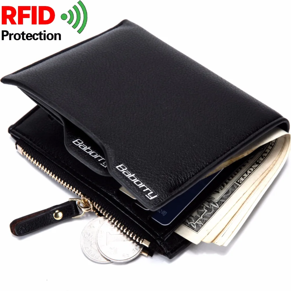 Кошелек мужской на молнии с защитой от кражи и RFID защитой|wallet famous men|brand men walletdesigner