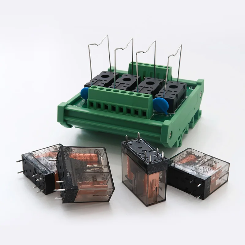 4 Канальный Релейный Модуль 24VDC PNP/NPN HF14FW din рейка Monting релейная плата 4I/4O оптопара