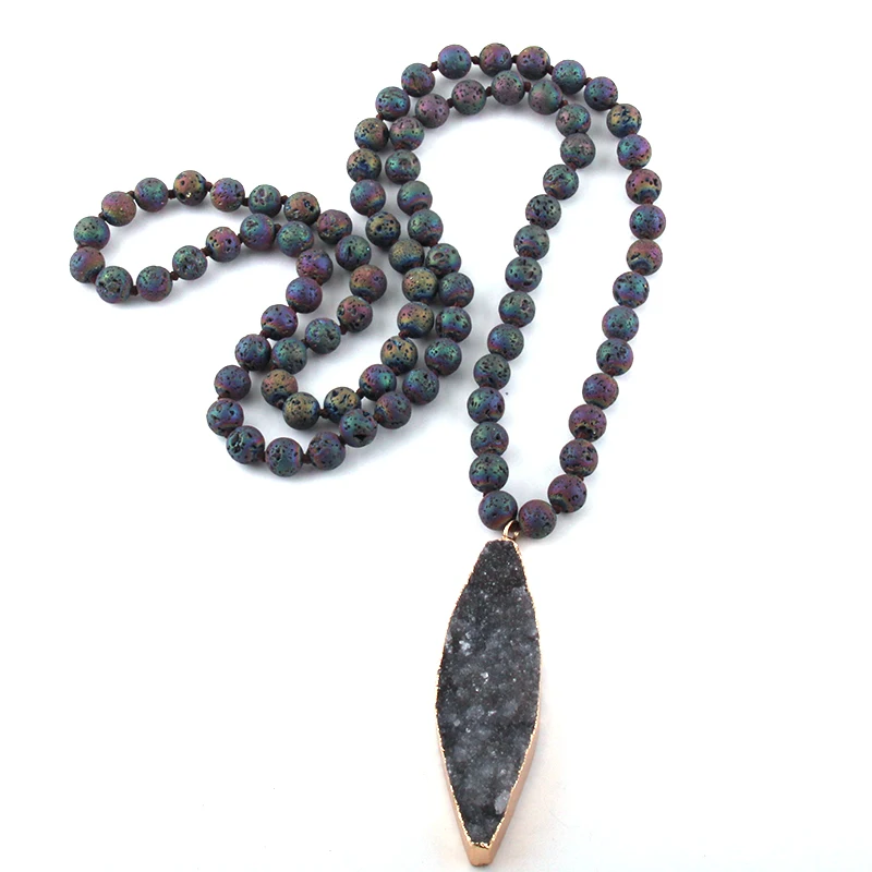 MOODPC модное богемное этническое ювелирное изделие много лавы камни Длинные