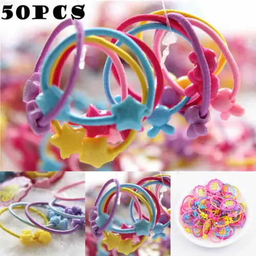 50 PCS Kids Elastic Rubber Hair Bands Girls Fashion Cute Headwear Accessories | Аксессуары для одежды
