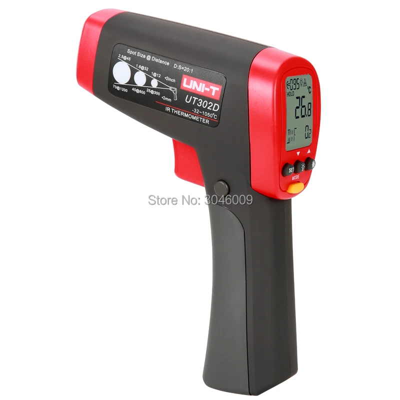 UNI-T UT302D hand-held infrared thermometer non-contact industrial electronic -32 ~ 1050 degrees LCD dual backlight | Инструменты