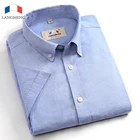 Langmeng, новинка, 100% хлопок, черные, белые, повседневные рубашки, Мужская одежда, рубашка, мужская мода 2017, летняя, высокое качество, короткий рукав, мужская рубашка