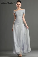 formal womens dress gorgeous a line cap sleeve gray chiffon mother of the bride dress