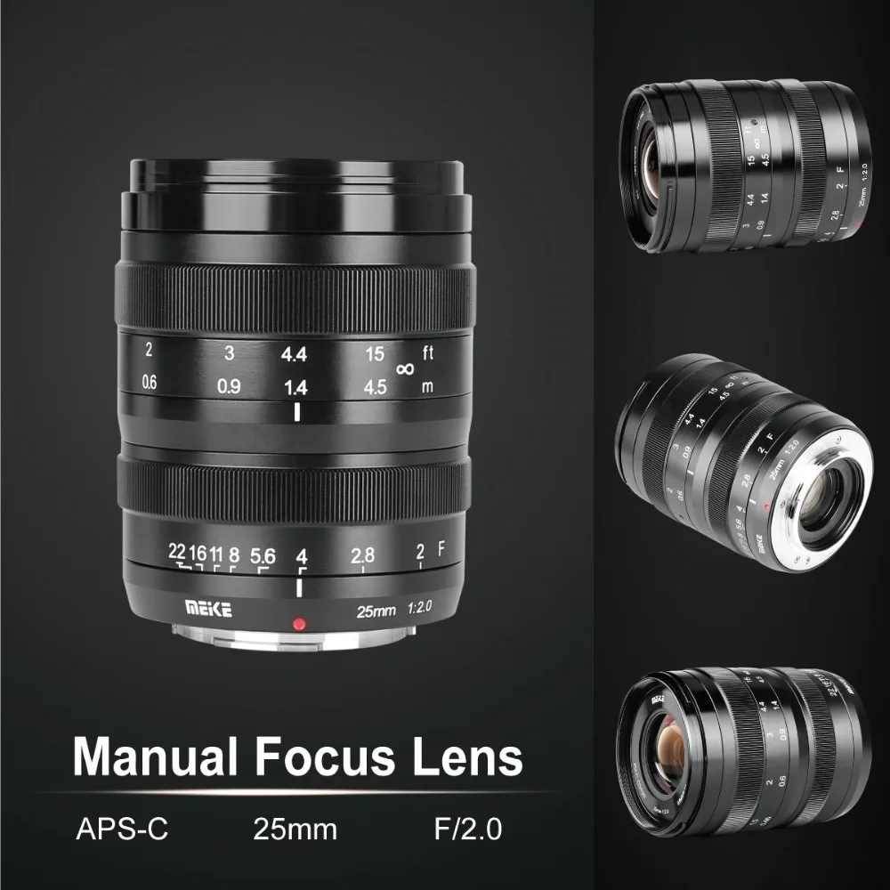 Meike 25 мм f/2 0 объектив с низким искажением ручной фокусировки для камер Fujifilm XT1 XT2 XT20