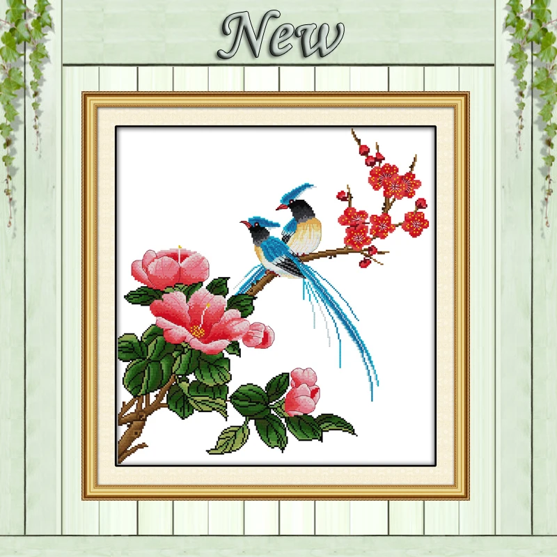 

Peach blossom birds flowers Poetic painting Counted Printed on canvas DMC 11CT 14CT Cross Stitch kits Needlework Sets embroidery