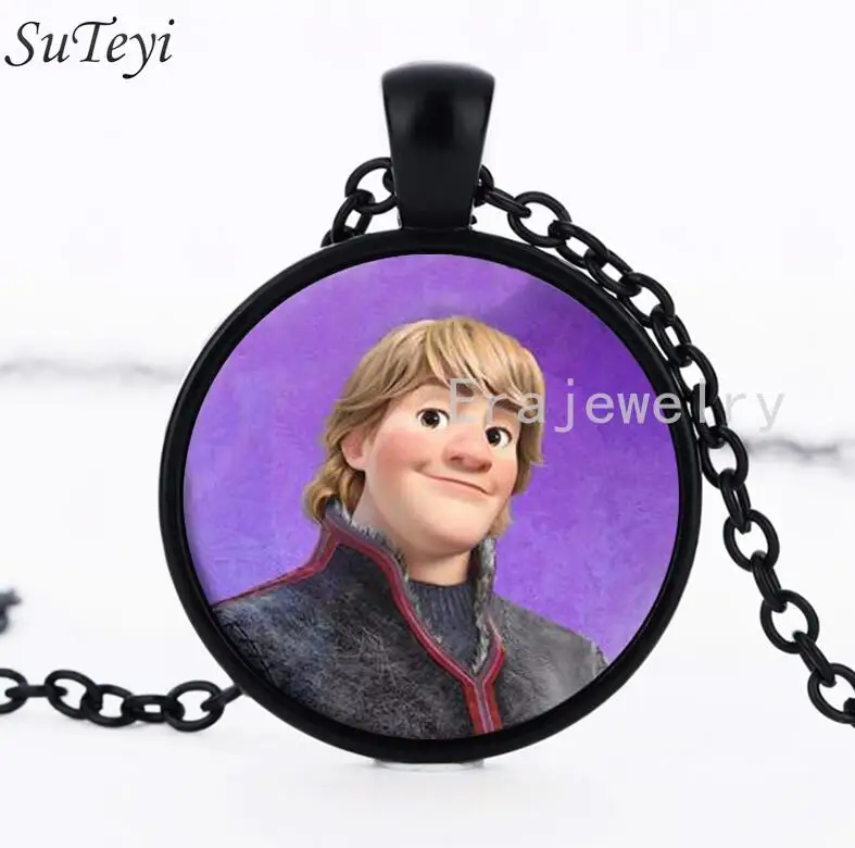 black SUTEYI новейшее серебряное ожерелье Эльза Анна Олаф мультфильм ювелирные изделия круглое ниспадающее ожерелье на шею девушки цепочка для ошейника для детей подарок - Окраска металла: black