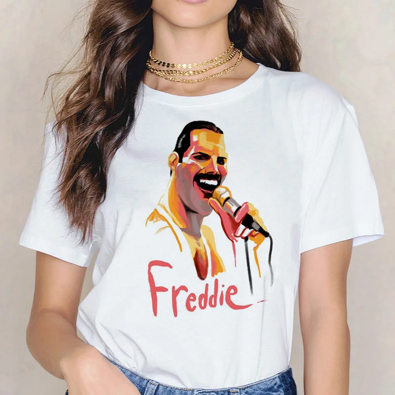 Женская футболка в стиле хип-хоп Freddie Mercury Ullzang Повседневная с принтом | одежда