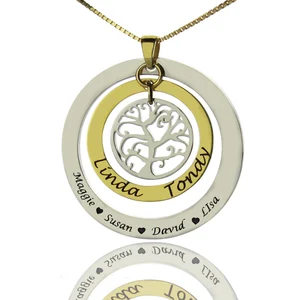 Ожерелье из серебра 925 пробы с изображением семейного дерева