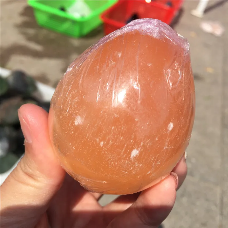 Natural Orange Selenite Egg Crystal Quartz Oval Ball Massage Tool Palm Stones Fraueneis Mineral Specimen As Gifts | Дом и сад