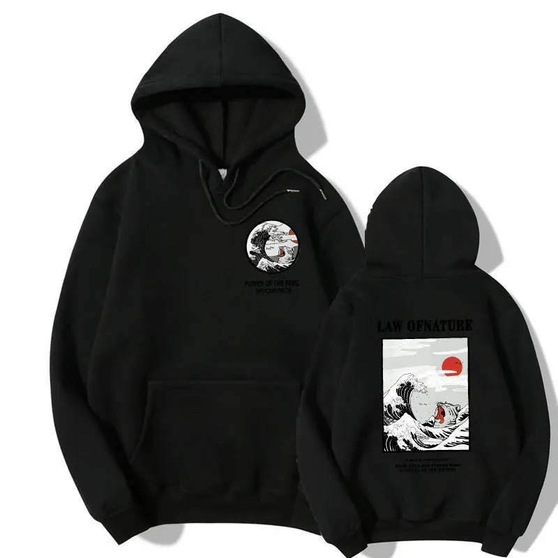 

2019Brand Funny Cat corrugated men's hoodie Japanese hip hop casual sweatshirt men