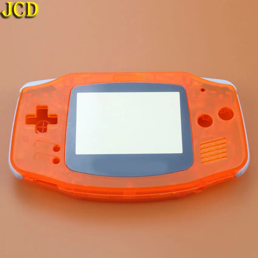 JCD 1 шт. пластиковая оболочка Крышка для игровая приставка GBA корпус Оболочка Чехол+ защита экрана объектива+ наклейка этикетка для Gameboy Advance - Цвет: Transparent orange
