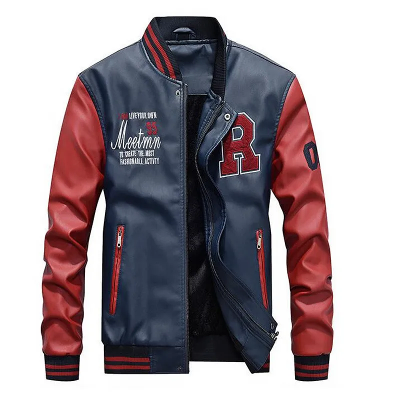 Бейсбольные куртки с вышивкой для мужчин буквенным принтом воротником стойкой