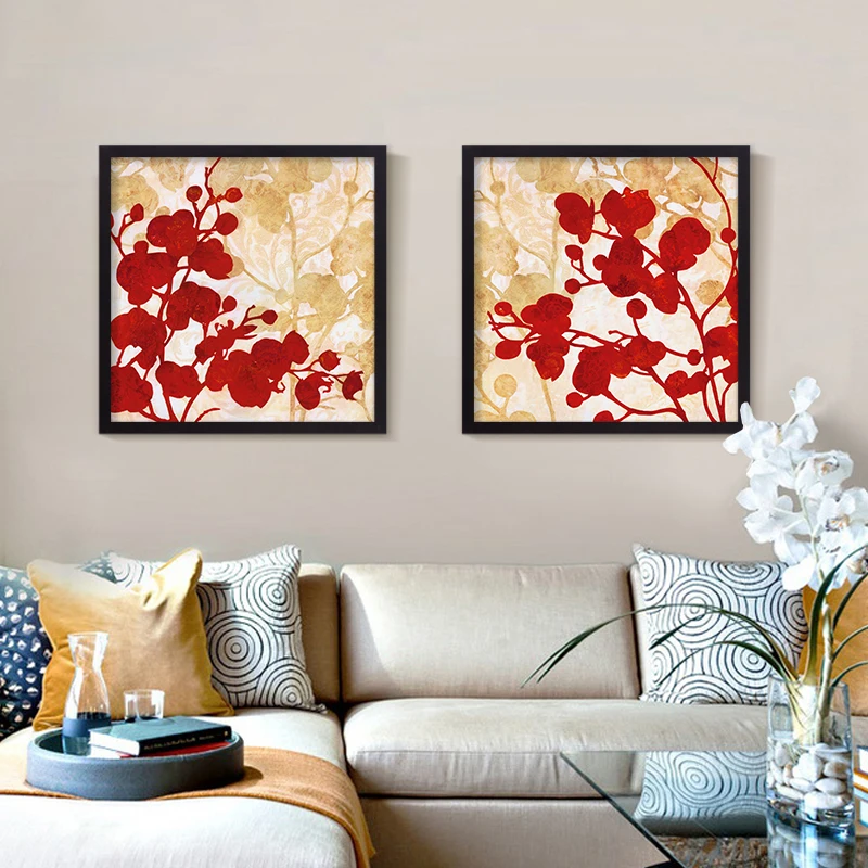 Красный цветок цветочный Рисунок нанесенный на холсте Книги по искусству маслом