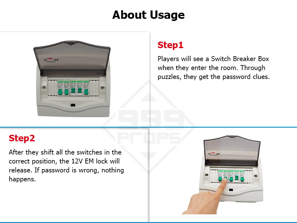999PROPS Switch Breaker Prop in real life escape game turn the switches to right position to unlock chamber supplier
