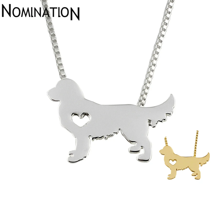 

Golden retriever necklace dog pendant jewelry golden colors plated