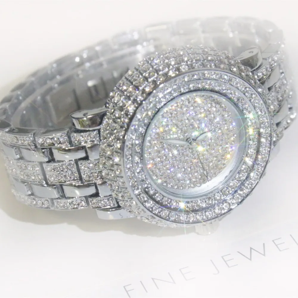 Сверкающие Стразы BS роскошные стальные кварцевые часы женские наручные под