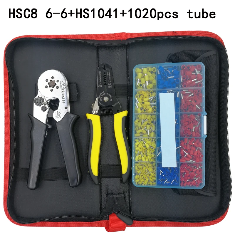 Набор цветов HSC8 6-6 0,25-6mm2 обжимные плоскогубцы HS1041 многофункциональные плоскогубцы для зачистки проводов 2 вида коробки трубки терминальные инструменты