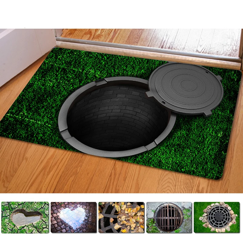 Fashion 3D Trap Printed Carpet For Living Room Bedroom Floor Mats Kitchen Rugs Entrance Doormats Funny Rubber Door Mat #85123