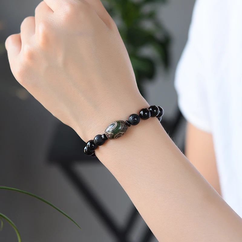 Natural Black Chalcedony Stone Jades Bracelets Tiger Eye Duddha Hand String Bangles Lover Fashion Jewerly | Украшения и