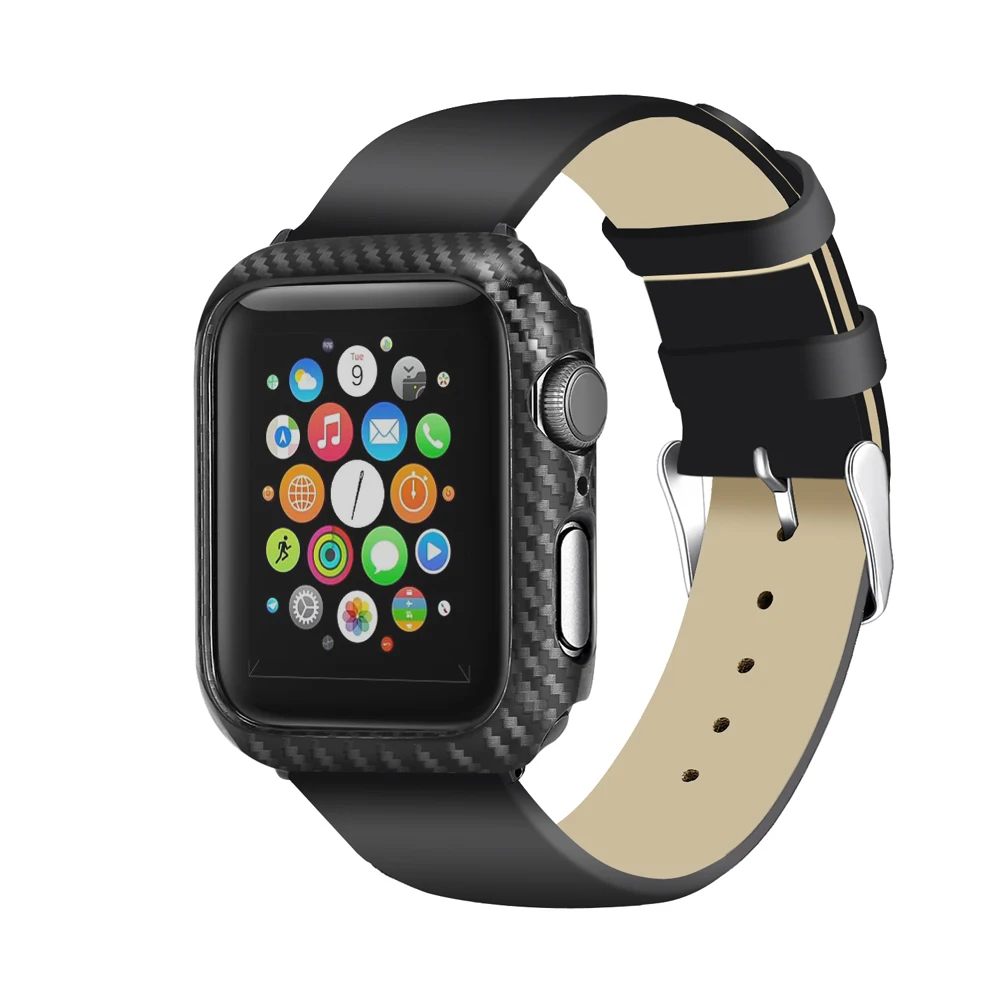 Ahowie умный протектор для часов чехол Apple Watch Series 4 3 2 1 бампер рамка из углеродного