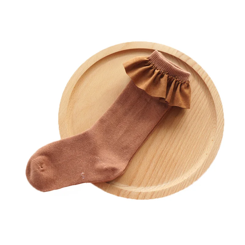 Милые детские носки с оборками для девочек от 2 до 8 лет Детские Длинные теплые