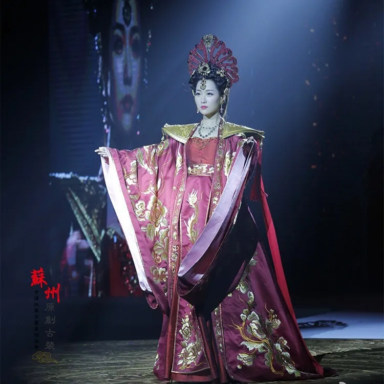 Император императрица пара свадебные костюмы красный полная вышивка Hanfu для новейшая телевизионная игра Феникс воины-легенда о небесной слезе