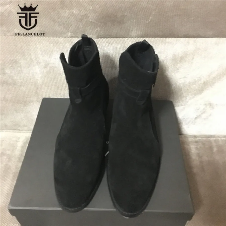 Мужские ботинки ручной работы коричневые замшевые из натуральной кожи на