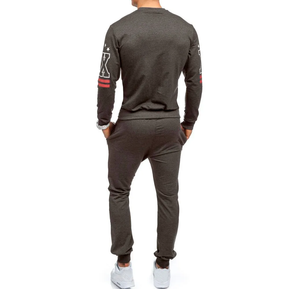 Male Pullover Men's Autumn Winter Printed Sweatshirt Top Pants Sets Sports Suit Tracksuit Drop Shipping |