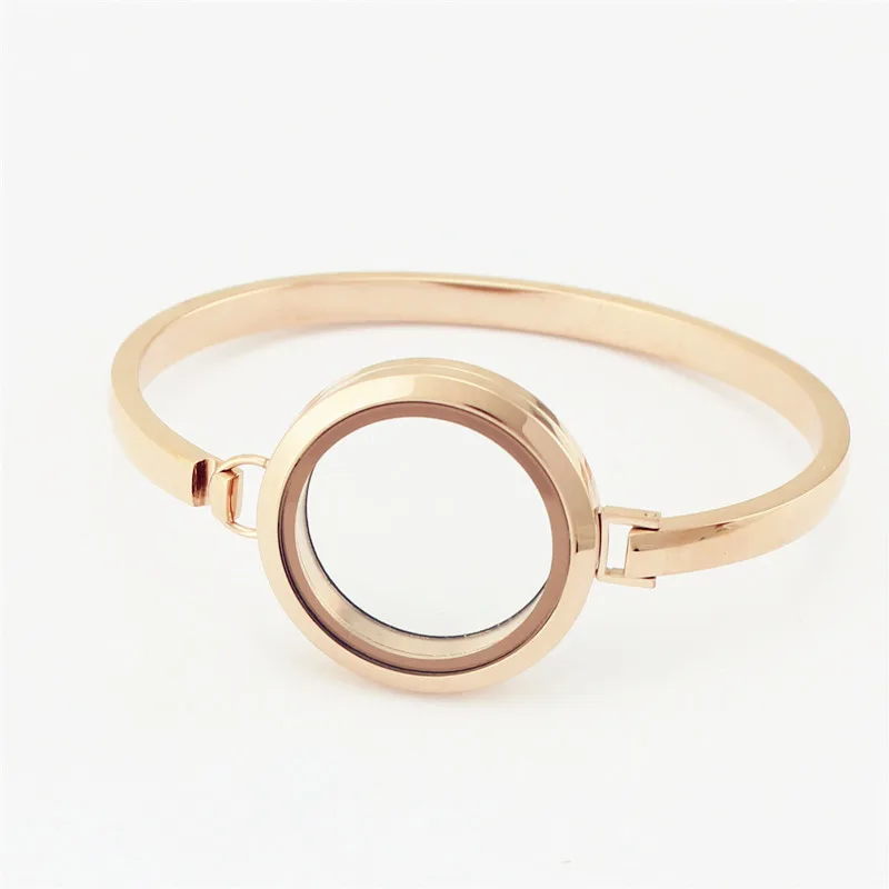 Нержавеющая сталь плавающей медальон браслеты из розового золота круглый Винт