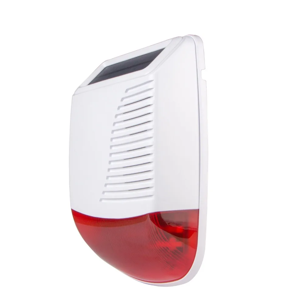 433 MHz outdoor wireless strobe siren solar powered with red flash light 110db for pstn wifi gsm alarm system home security |