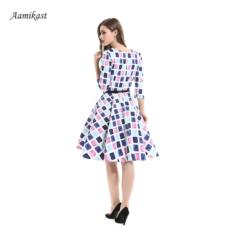 Женское офисное платье с круглым вырезом рукавом три четверти|fashion women dress|women