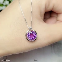 kjjeaxcmy boutique jewels 925 pure silver inlaid natural amethyst necklace pendant female style fire colored jewelry