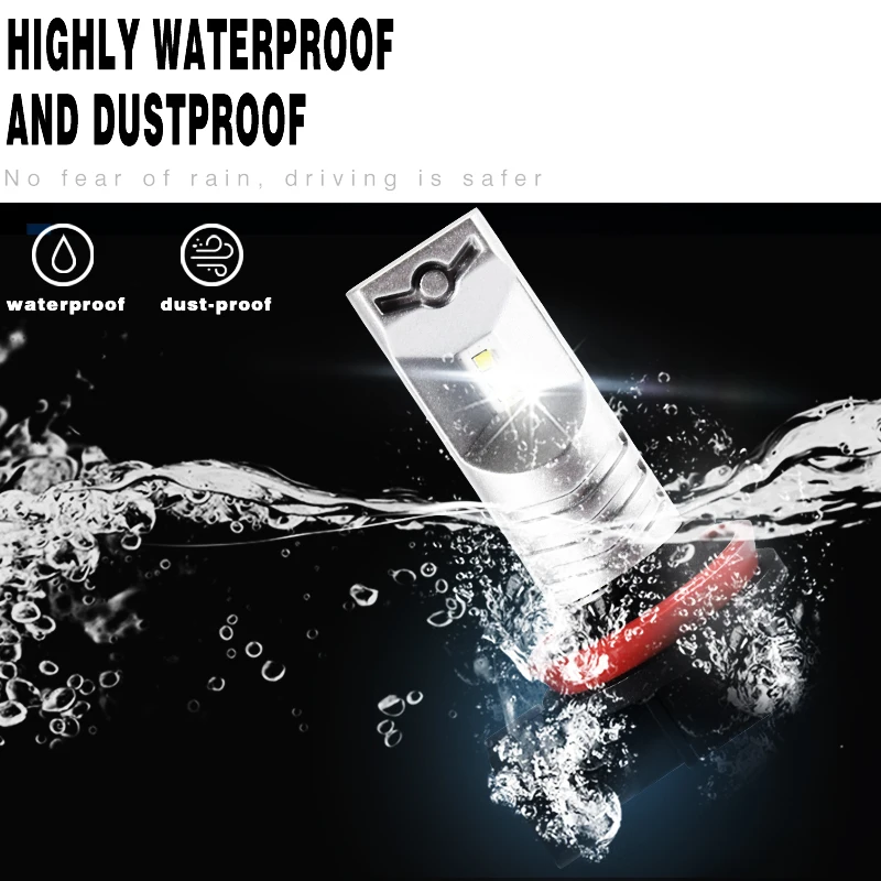 Gzkafolee 2 шт. H11 светодиодный H9 H8 H16 JP автомобильный противотуманный фонарь CSP Y19 6500K 3600LM Белый Дневной ходовой свет включен.