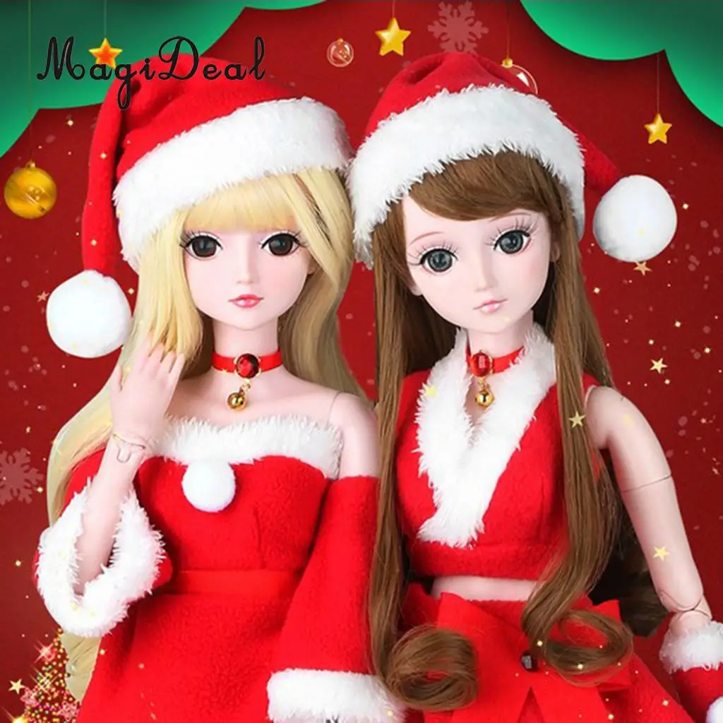 Прекрасный Красный Рождественский топ платье костюм для 1/3 BJD Ночная кукла Лолита аксессуары