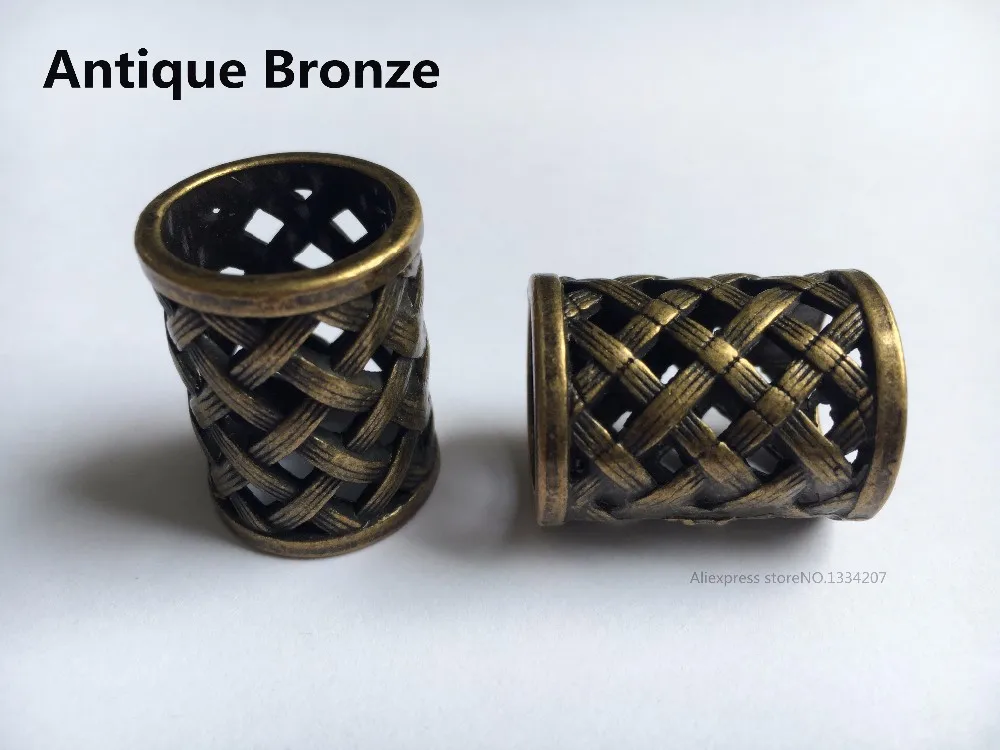 Antique Bronze 2 шт./лот, серебряная/бронзовая Руна викингов, косички для волос, дредлок, страшная борода, бусы, трубчатые кольца для плетения, аксессуары для волос, большое отверстие - Цвет: Antique Bronze