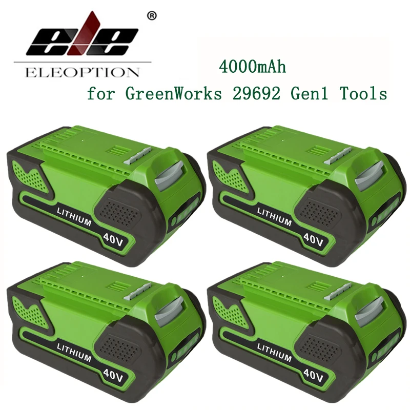 ELE ELEOPTION 4PCS 40V 4000mAh Replacement Lithium Ion Battery for GreenWorks Gen1 29692 29282 29302 Tools | Электроника