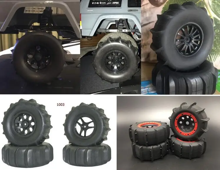 1/10 Масштаб RC Рок Гусеничный пляж/Снег шин набор 4 шт. шины+ обод+ губка для Tamiya CC01 CW01 осевой SCX10 RC8WD D90 D110 D130 L70