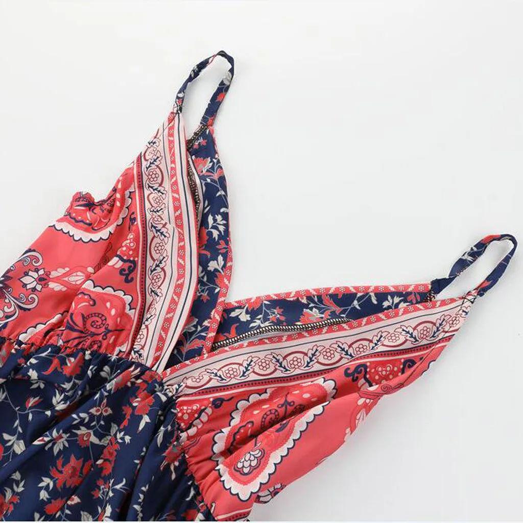 Летний комбинезон с принтом в стиле бохо завязками на талии женское сексуальное