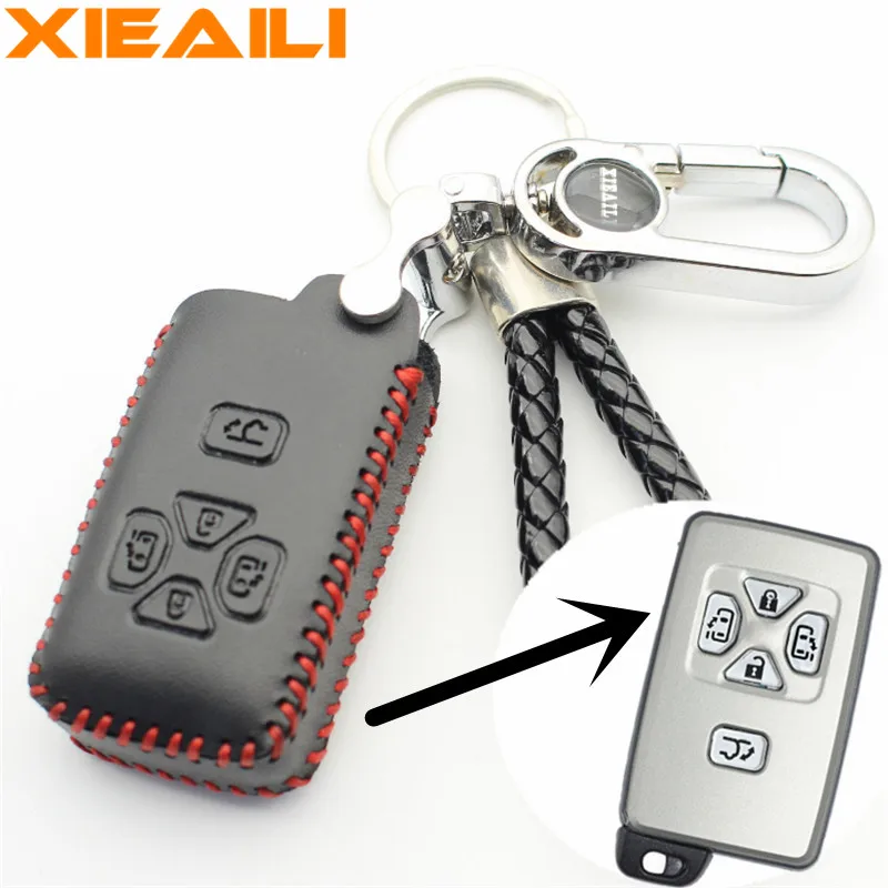 XIEAILI натуральная кожа 5 Смарт-кнопка Fob чехол для Toyota Reiz COROLLA/Avalon/Previa/Alphard/Prius(B) S138