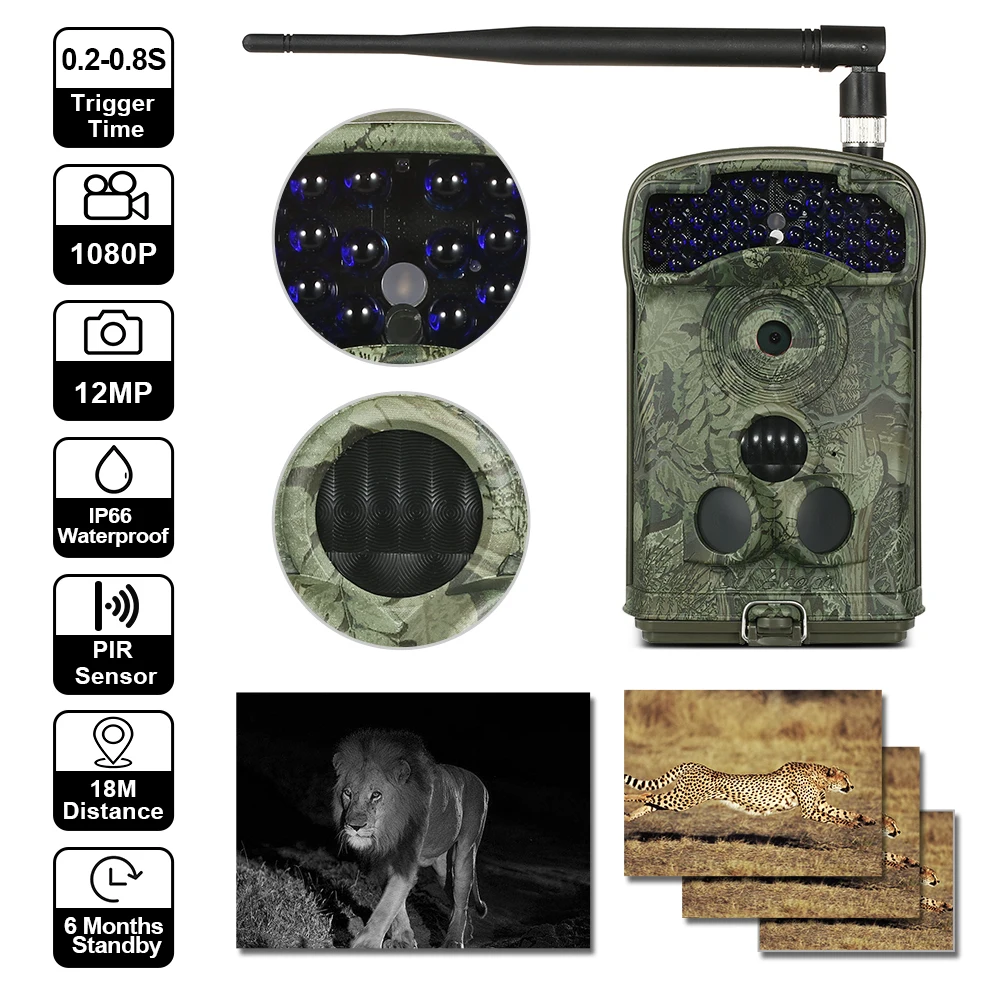 IP66 водонепроницаемая охотничья камера 12MP 1080P SMS/MMS 3G Trail для активного отдыха на