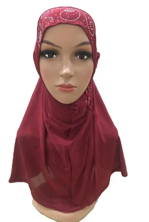 One Piece Amira Hijab Flower Head Scarf Muslim Women Beads Shawl Wrap Islamic Cover Prayer Hijabs Headscarf Arab Cap Hats | Тематическая